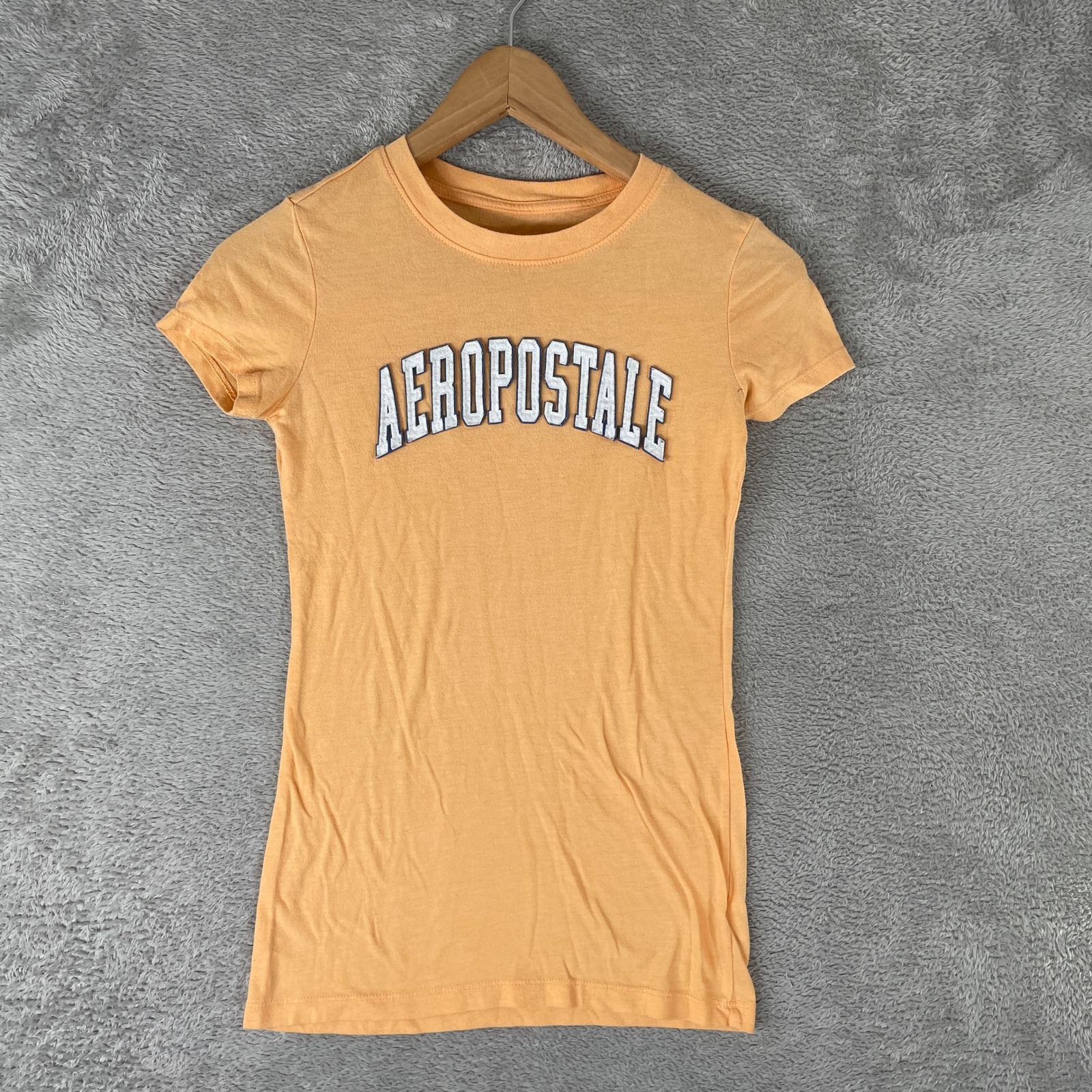 Aeropostale Classic Crew Shirt Womens Xs Orange Spellout Y2k Preppy